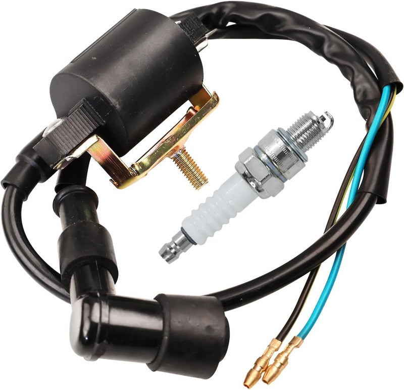 HOOUP Ignition Coil Spark Plug Kit for 50cc 70cc 90cc 110cc 125cc Tao Tao DB10 ATA-110B Coolster 3125A Apollo DB007 DB21 Kazuma Sunl Baja Chinese ATV Quad Kids Four Wheeler SSR125 Pit Dirt Bike Parts - Image 1